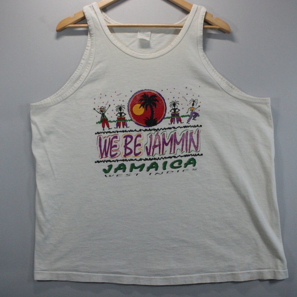 VTG Rudman Bob Marley Tribute Made In Jamaica We Be Jammin Tank XL White Reggae